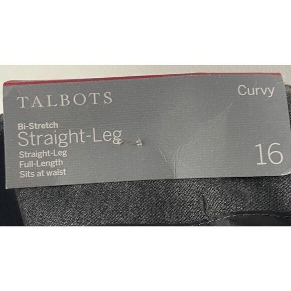 Talbots Size 16 Curvy Bi Stretch Pants High Waist Straight Leg Full Gray NWT - Picture 7 of 7